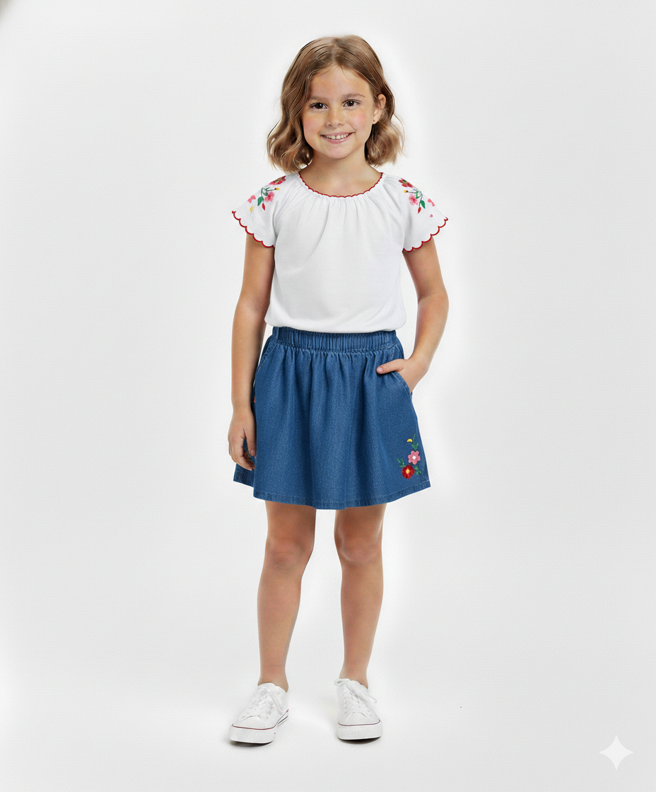 Unik - Girls Embroidered Skirt Set - SK2294
