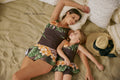 Girls Swim dress 1pc w/boy short under the skirt - Aloha Brown - K4723
