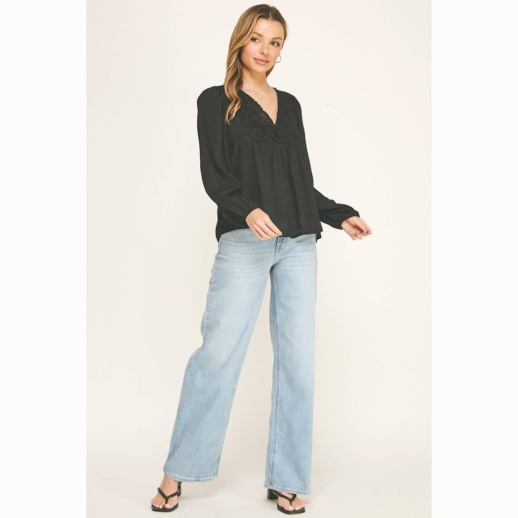 Colección Winslow - Blusa Bohemia Fluida con Escote en V y Encaje para Mujer - MA2202114S
