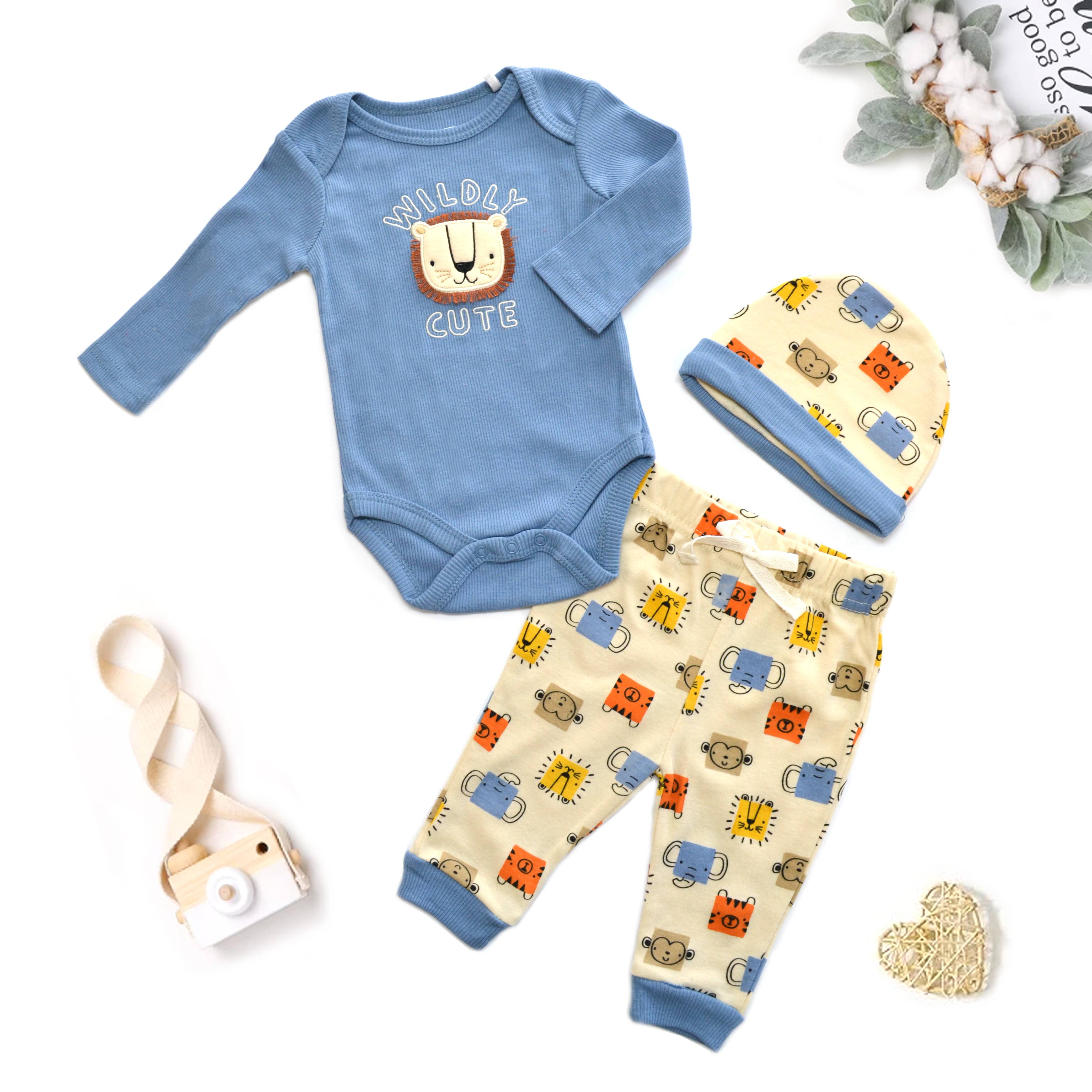 Baby 3pcs Chenille Applique Bodysuit Hat Pants Set