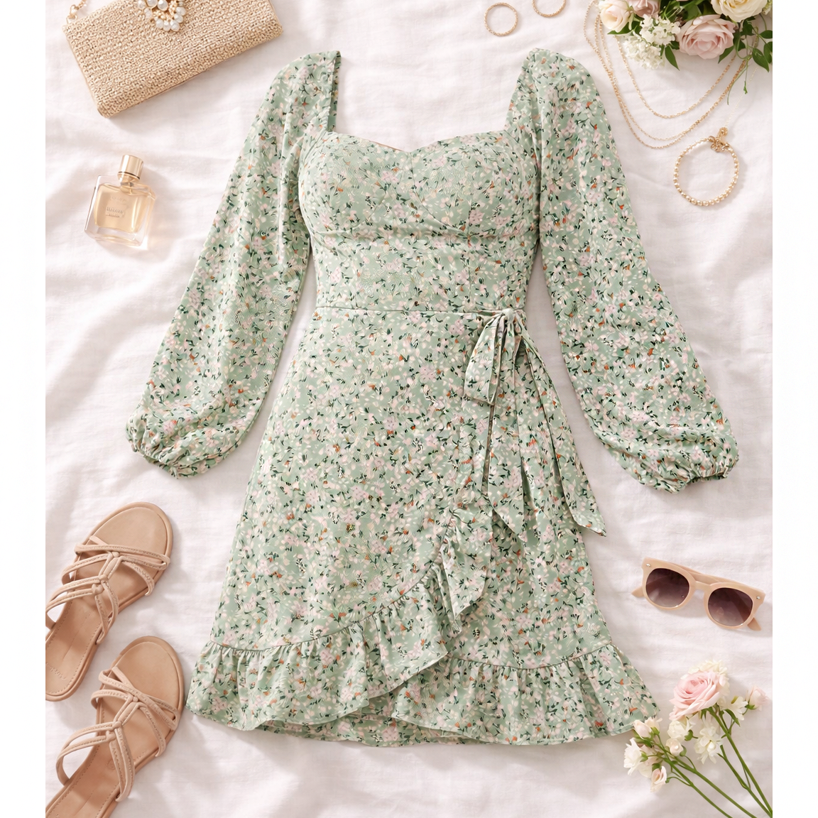 Colección Winslow - Vestido cruzado con corsé Wildflower Whisper para mujer - A468254B72