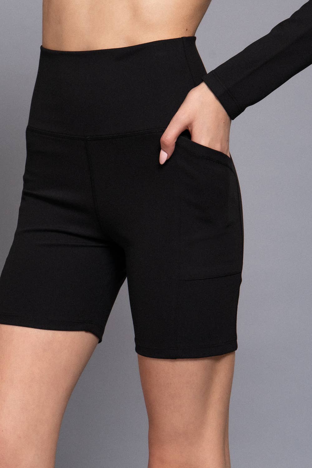Active USA - Waist Band Workout Bike Short with Pocket - P14776