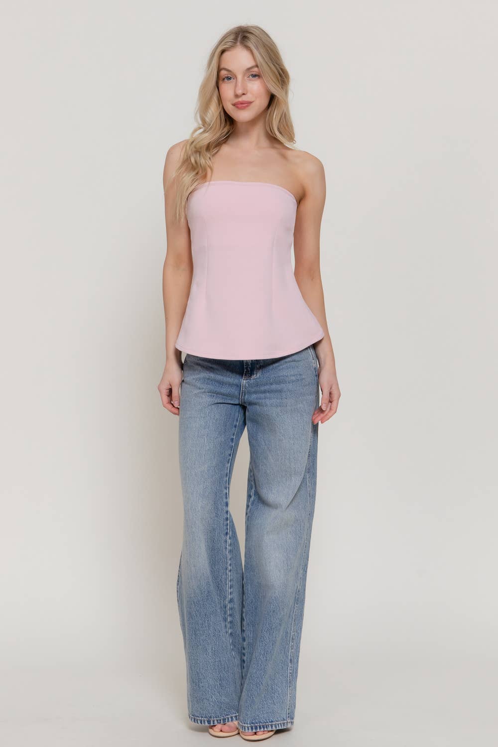 Active USA - Top tubo de punto suave tipo peplum para mujer - T15345