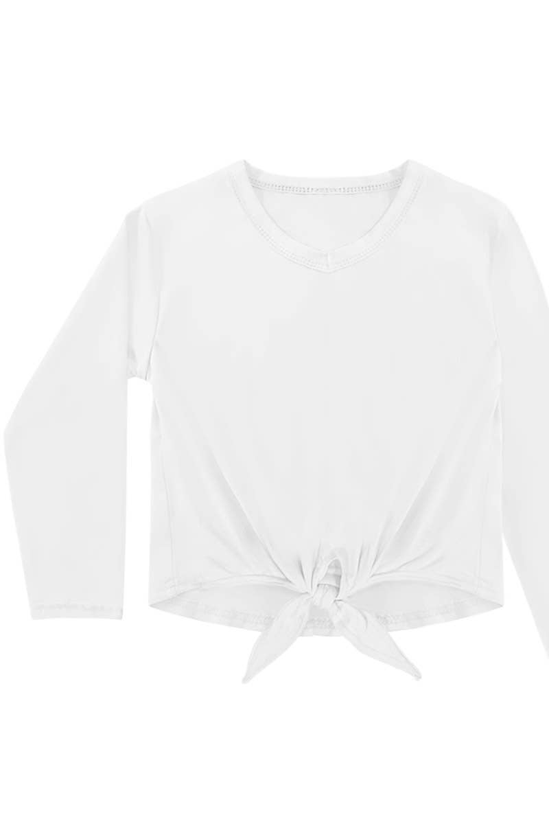 Girl's Long Sleeve Tee with Front Tie - GKT-19-1488B