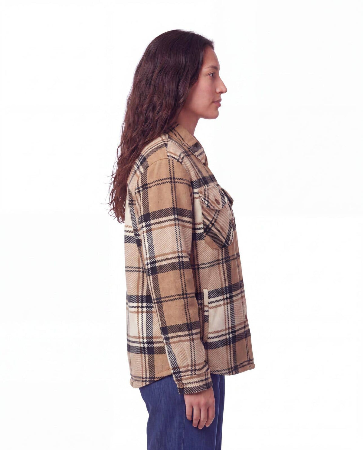 Ladies' Plush Shacket with Sherpa Lining - LS5-H35