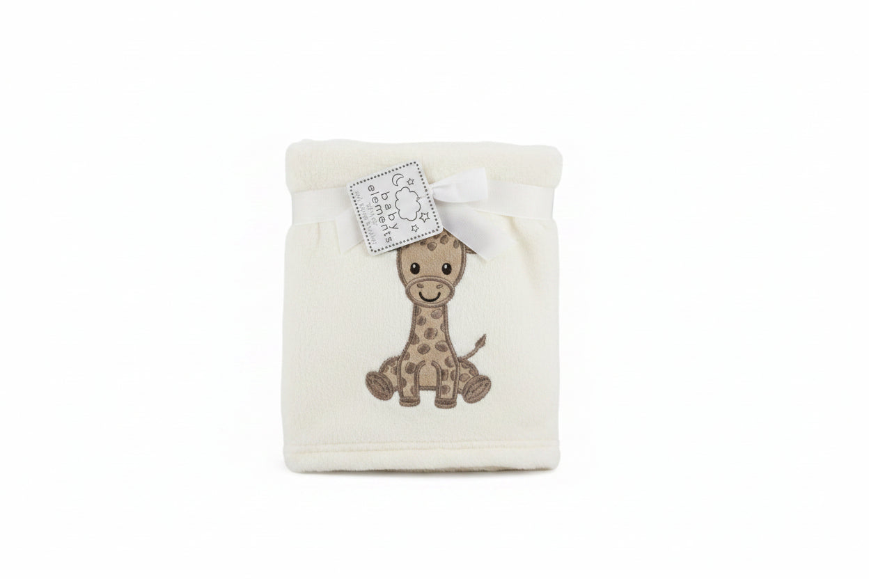 Baby Elements - Boy's Cream Blanket with Brown Giraffe - FAB152