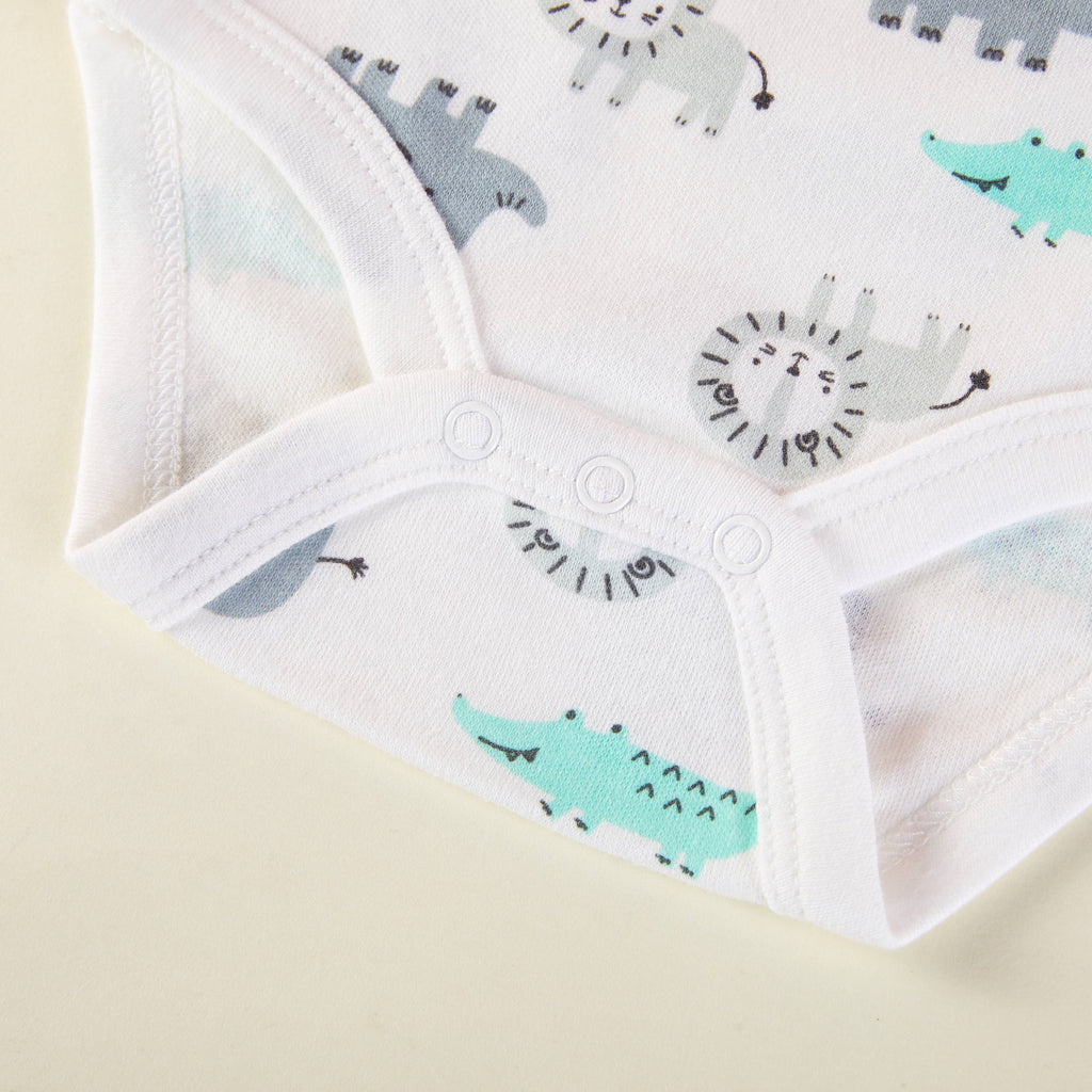 Pack of 3 Baby Boys Safari Animal Short Sleeves Bodysuits