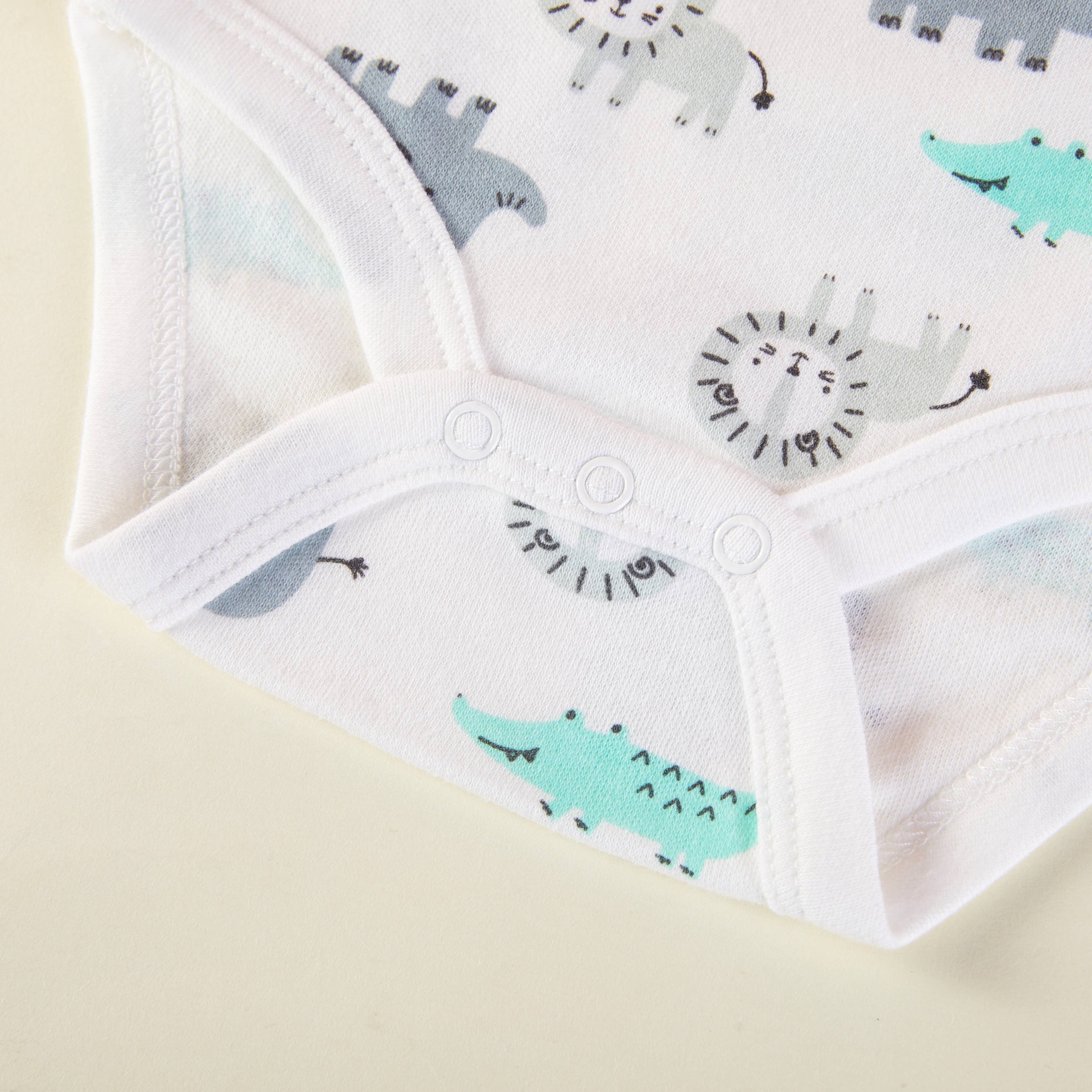 Pack of 3 Baby Boys Safari Animal Short Sleeves Bodysuits