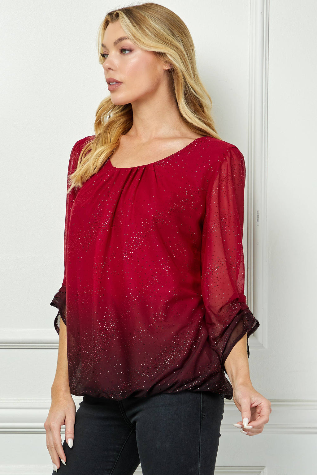 Winslow Collection - Women’s Radiance Ombre Sparkle Blouse - G51014S977
