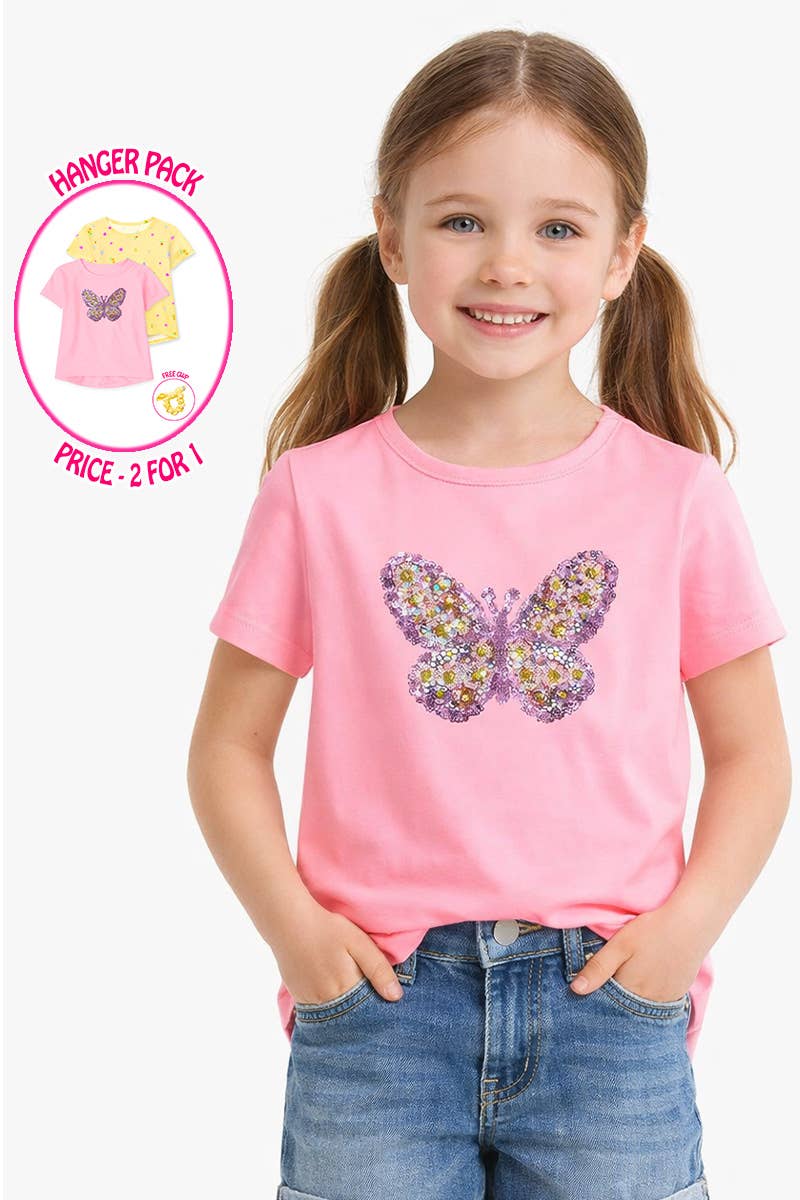 Girl's 2pc Pack Fashion Tees with Scrunchie - GKT-Y24-19004BB-02