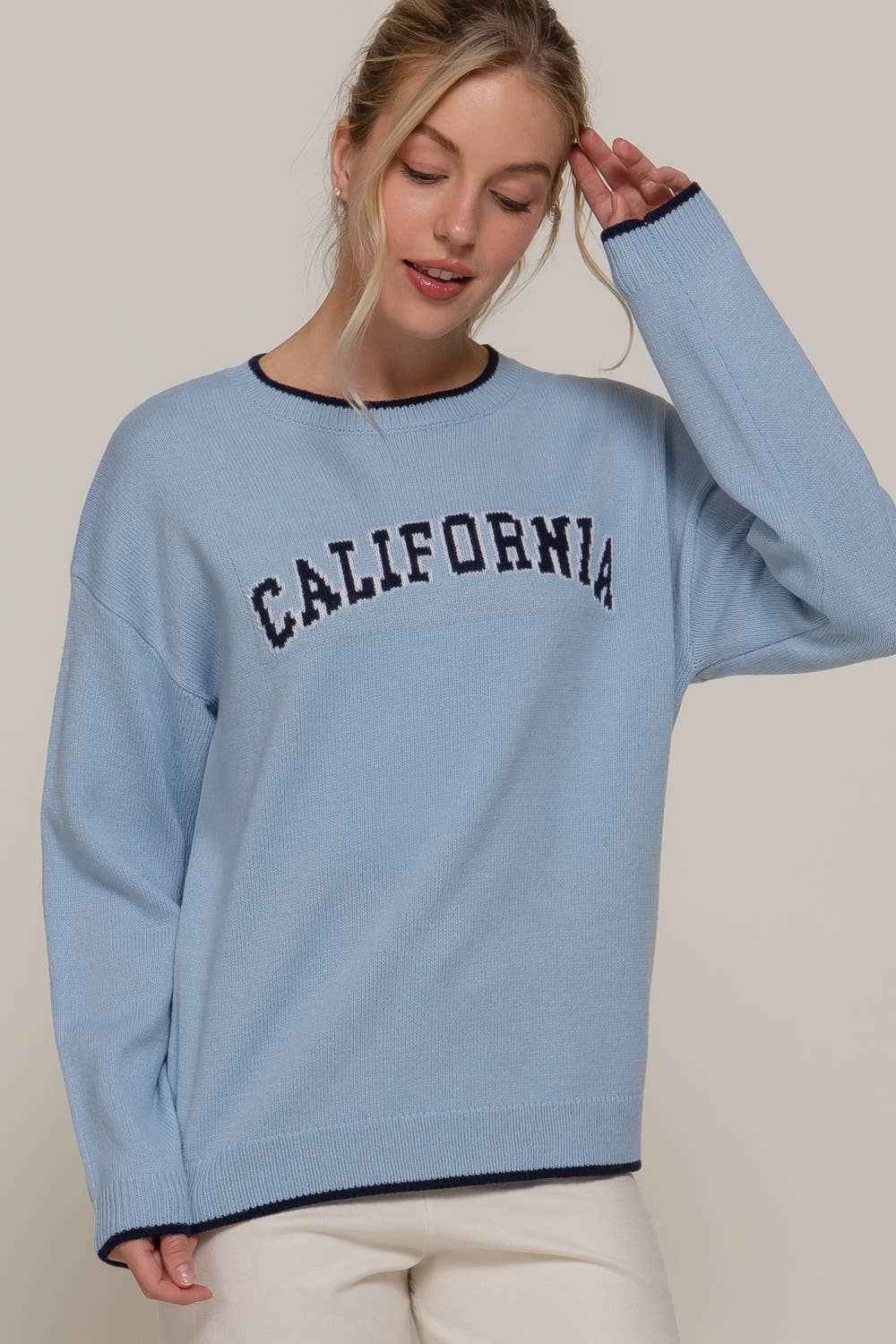Active USA - Women's Long Sleeve Crew Neck California Lettering Sweater - SW14654