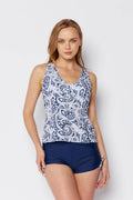 Women's Tankini two piece with tie details - Paisley Navy - T7031