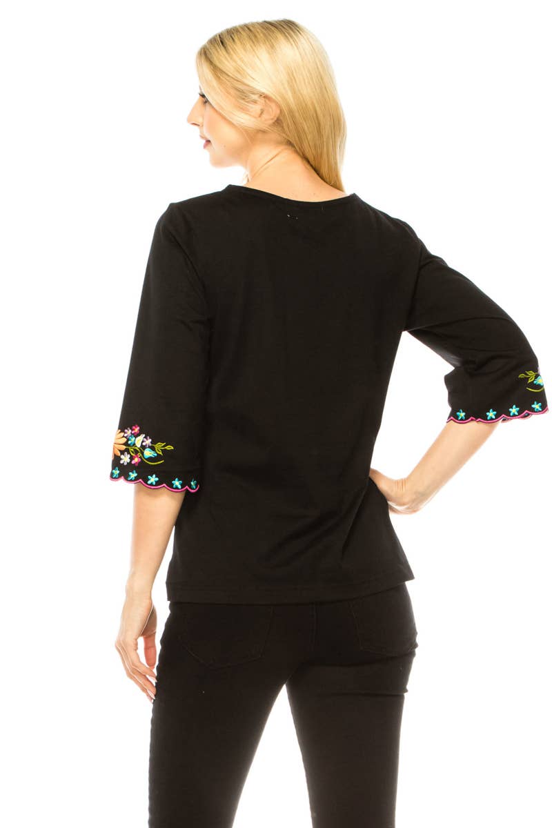 Adult Women's Traditional Embroidered 3 Quarter Sleeve - MT804