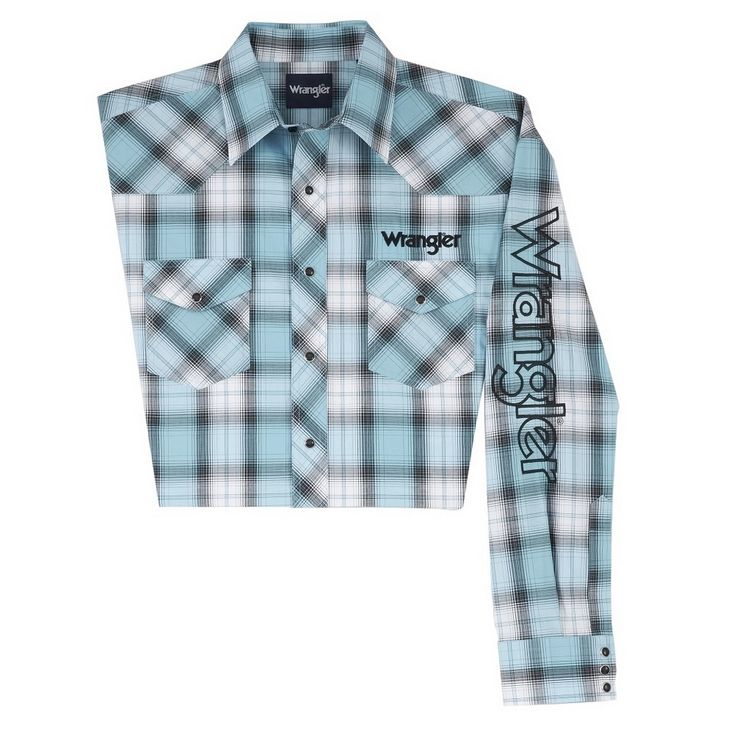 Wrangler - Men's Logo Long Sleeve Western Snap Plaid Shirt - MP1351B