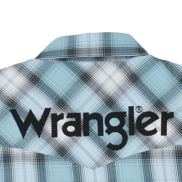 Wrangler - Men's Logo Long Sleeve Western Snap Plaid Shirt - MP1351B