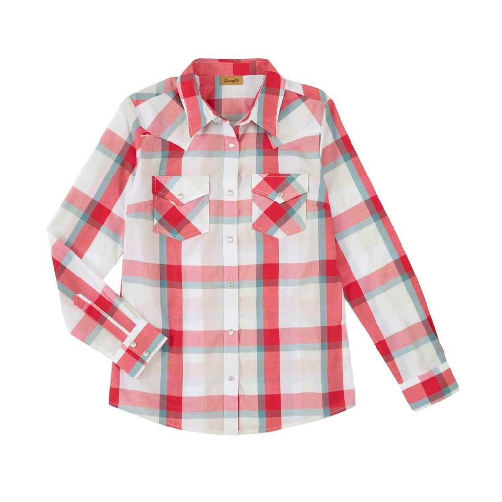 Wrangler - Women's Essential Long Sleeve Plaid Western Snap Top - LWE521M