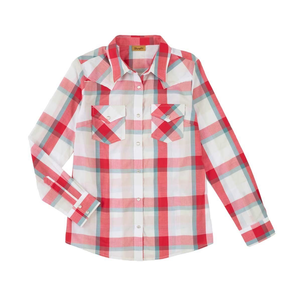 Wrangler - Women's Essential Long Sleeve Plaid Western Snap Top - LWE521M