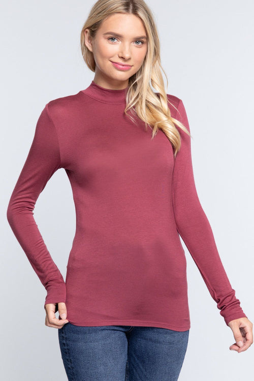 Active USA - Top de cuello simulado de jersey de rayón para mujer - T12005