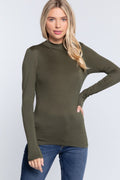 Active USA - Top de cuello simulado de jersey de rayón para mujer - T12005