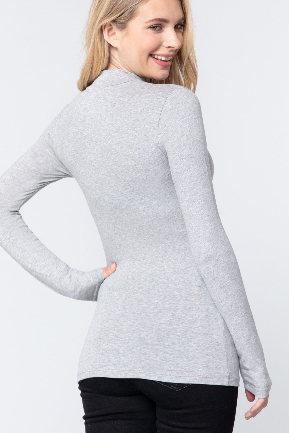 Active USA - Mock Neck Cotton Spandex  Jersey Top - T12006