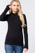 Active USA - Mock Neck Cotton Spandex  Jersey Top - T12006