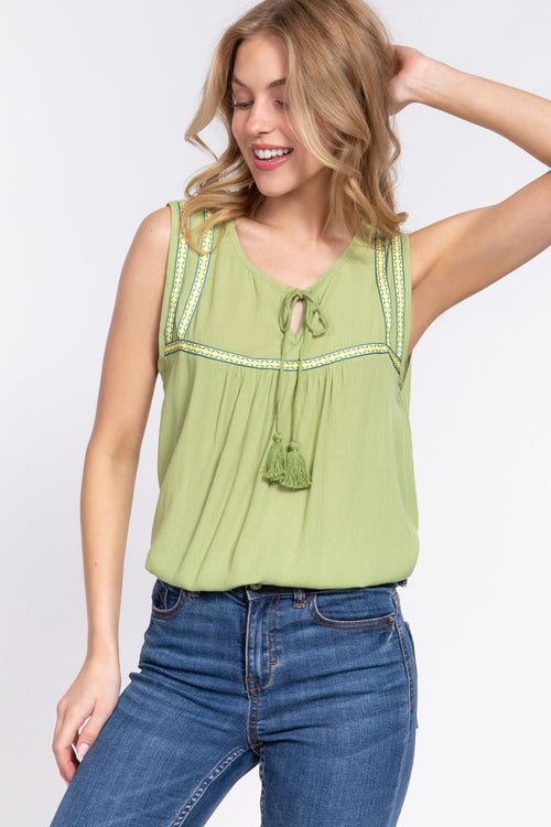 Active USA - Top Bordado sin Mangas para Mujer - T13513