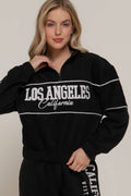 Active USA - Women's Half Zip Up Mock Neck Embroidery Fleece Top - T14718