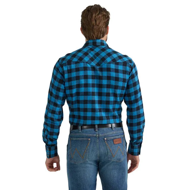 Wrangler - Camisa de franela retro de manga larga con broches para hombre - 112351489