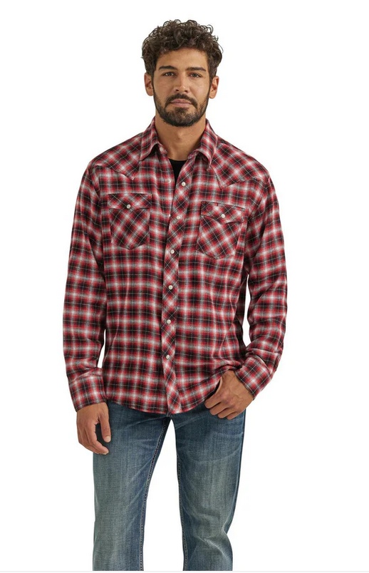 Wrangler - Camisa Retro de Franela de Manga Larga con Broches para Hombre - 112351487