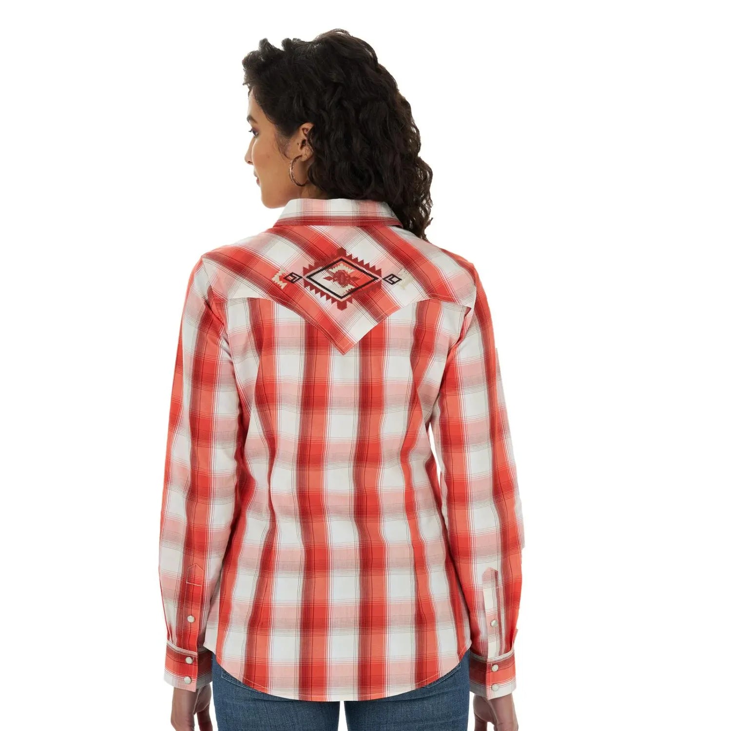 Wrangler - Women's Retro Long Sleeve Embroidered Yoke Plaid Top - LW5014M