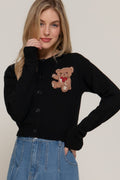 Active USA - Women's Long Sleeve Round Neck Embroidery Sweater Cardigan - SW14634