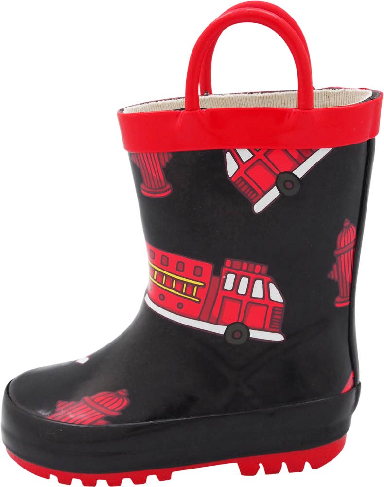 Norty New Waterproof Rain Boots - 40742 - Black Firetrucks