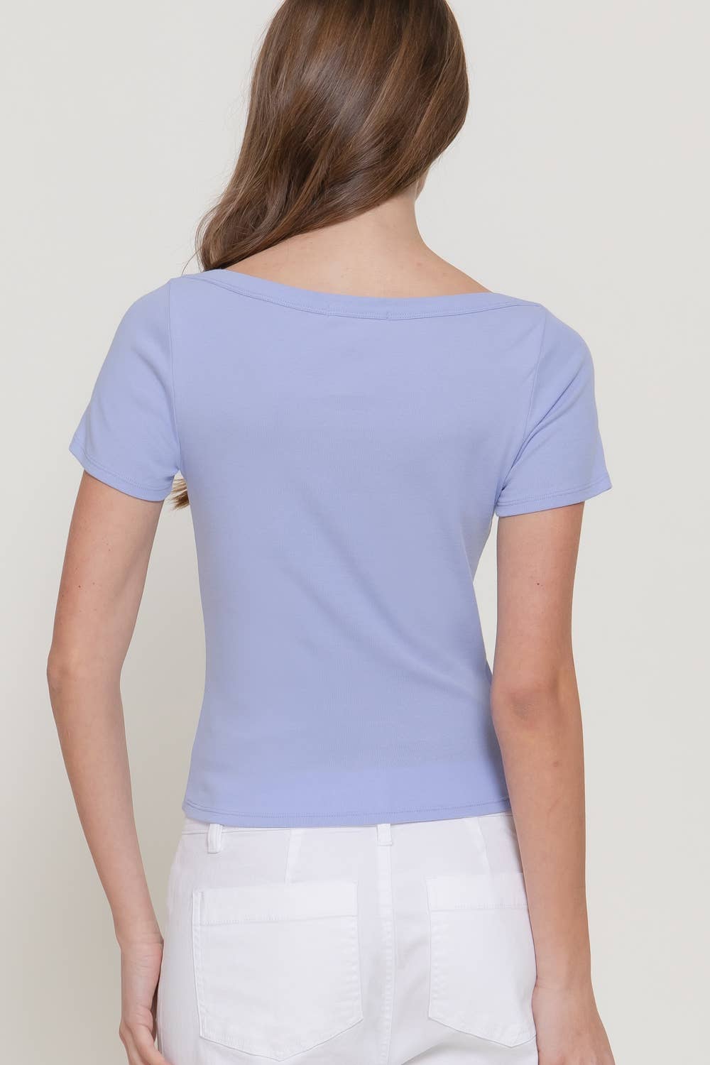 Active USA - Short Sleeve Boat Neck Graphic Print Knit Top - T15307