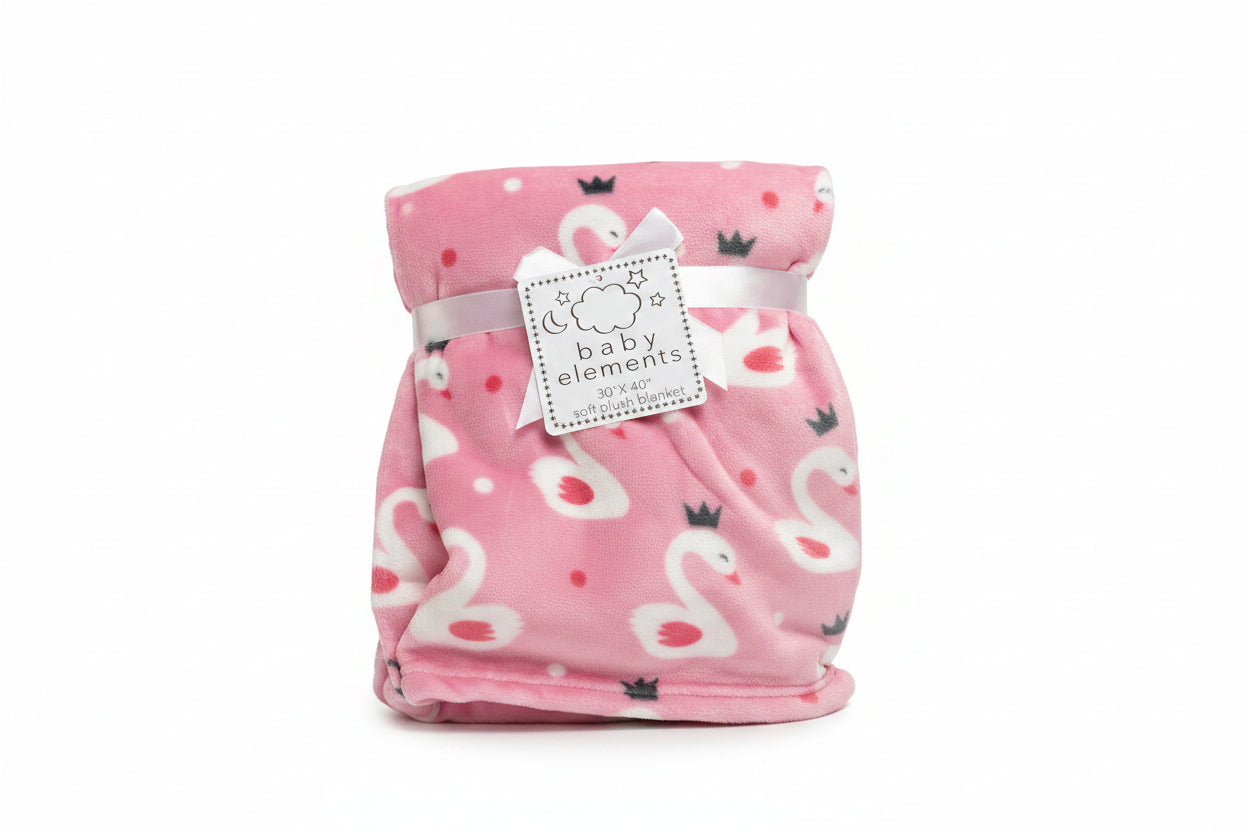 Baby Elements - Girl's Pink Blanket with Swanns - JCV135