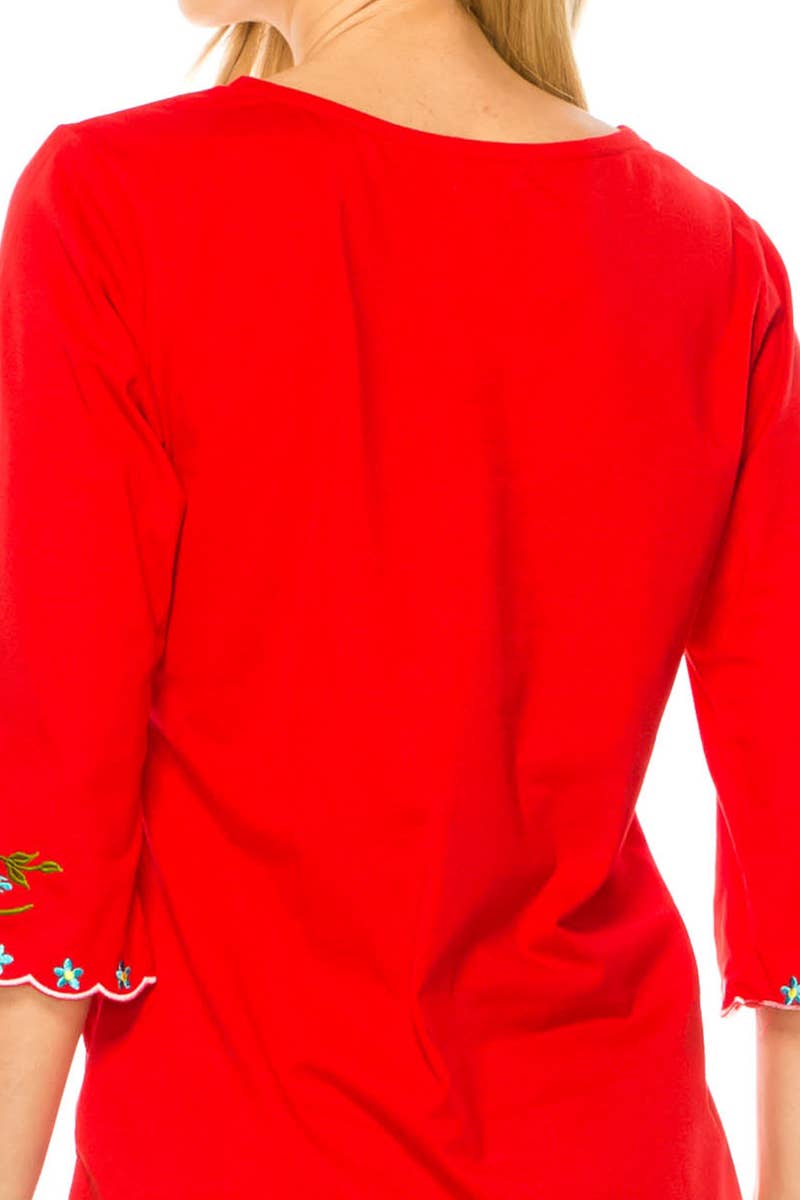 Adult Women's Traditional Embroidered 3 Quarter Sleeve - MT804