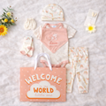 8 Pcs Hanging Baby Gift Set Bodysuit Leggings Bib Mitten Cap