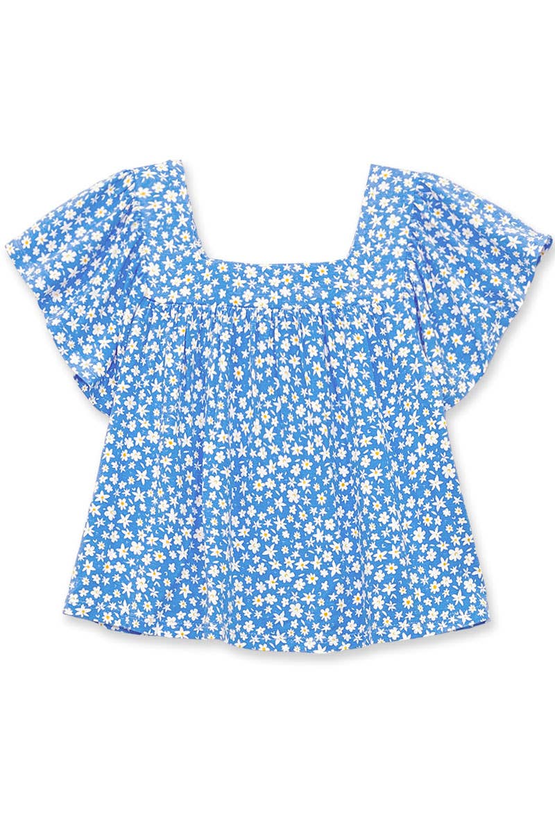 Girl's Floral Fashion Top with Square Neckline - GKT-Q24-310B