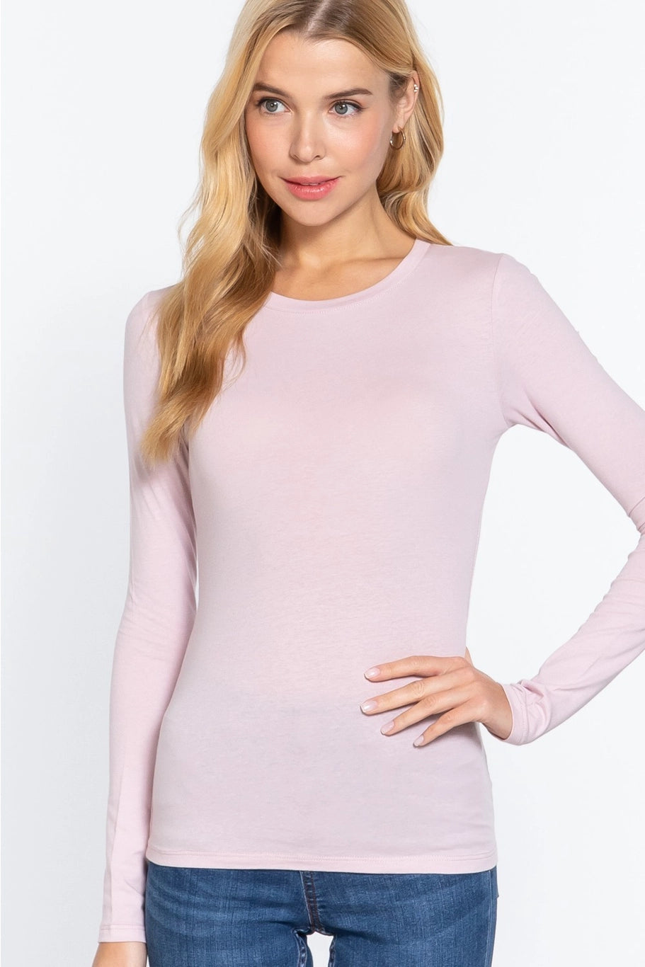 Active USA - Women's Crew Neck Cotton Jersey Top - T11770