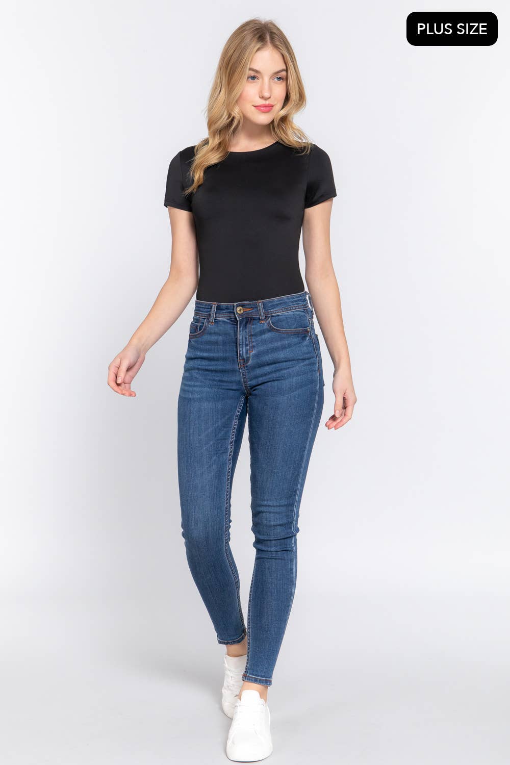 Active USA - Women's Short Sleeve Crew Neck ITY Bodysuit [PLUS SIZE] - P73920