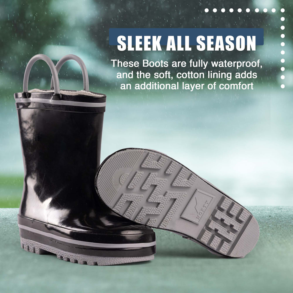 Norty Toddler Rain Boots - Black/Silver Color - 39816