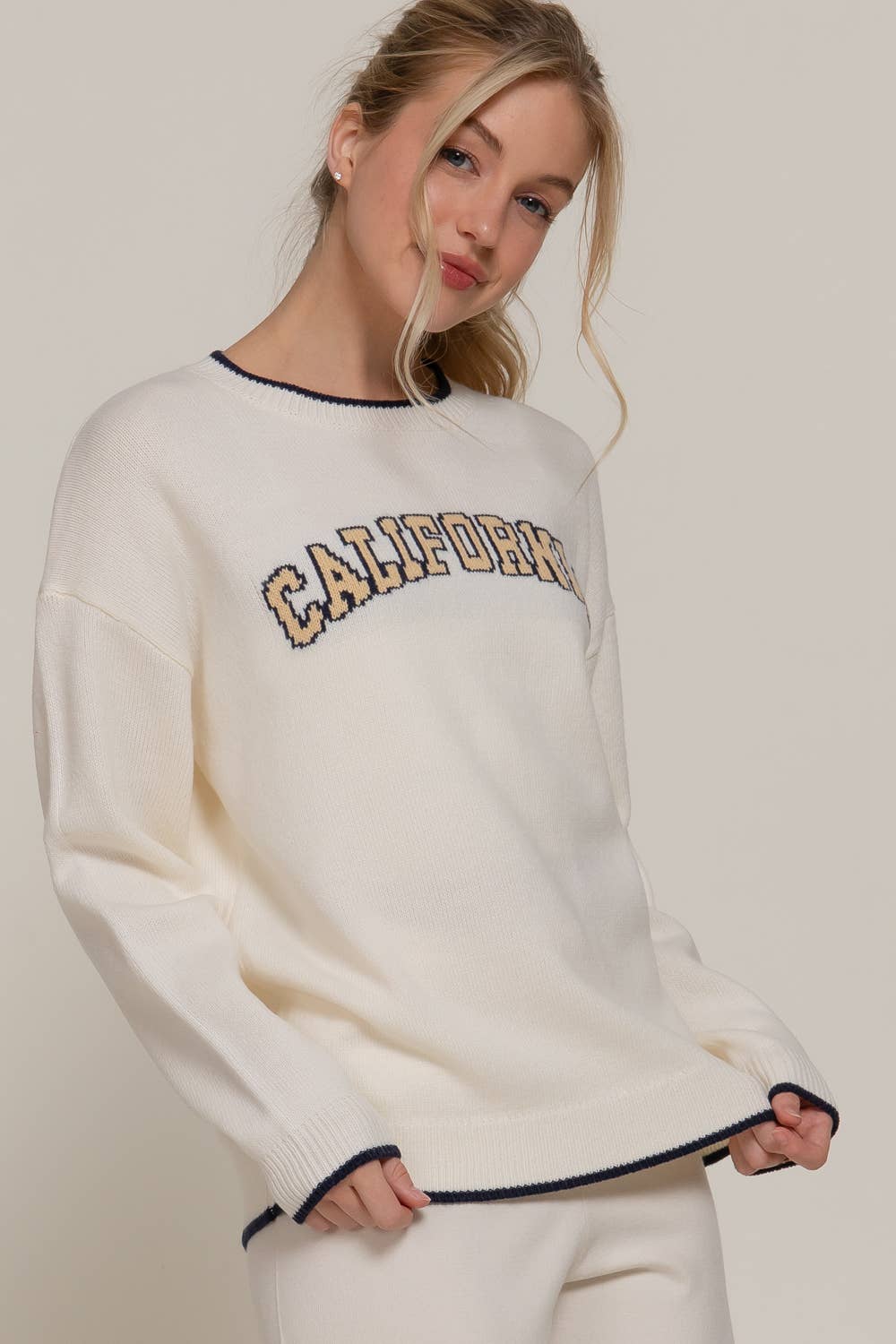 Active USA - Women's Long Sleeve Crew Neck California Lettering Sweater - SW14654