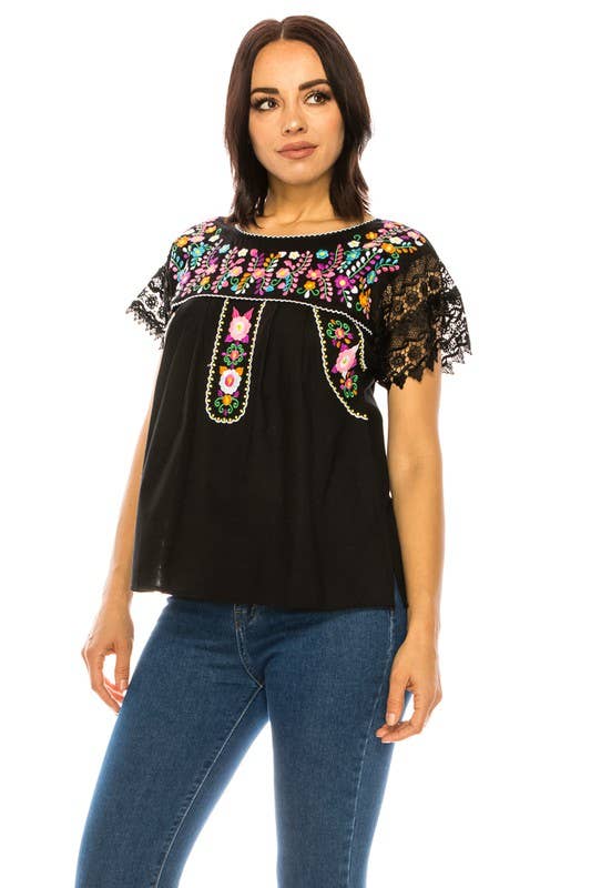 Adult Women's Puebla Traditional Embroidered Blouse - MT802