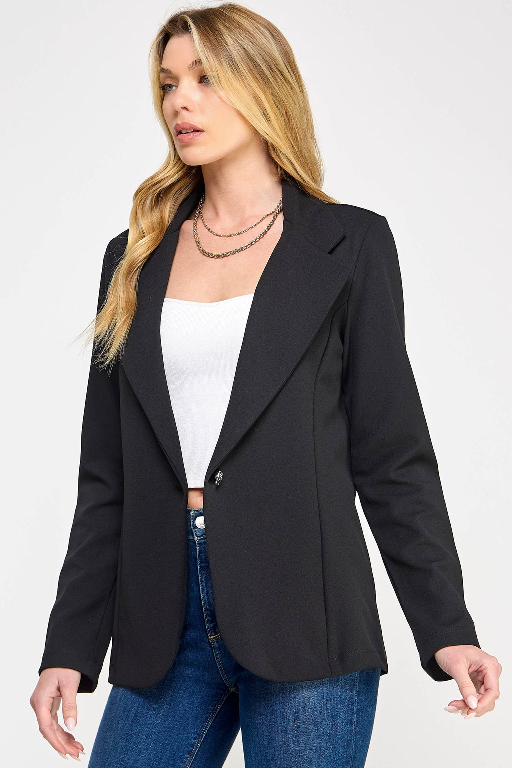 Women's Scuba Crepe Knit Blazer No Pocket - MJ6138A