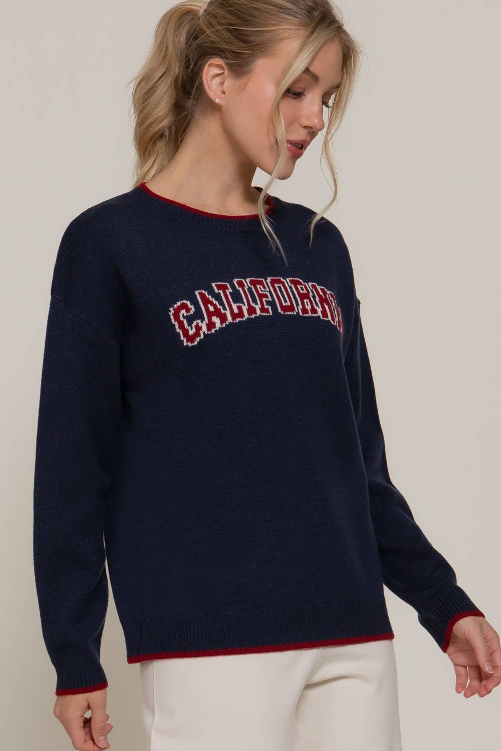 Active USA - Women's Long Sleeve Crew Neck California Lettering Sweater - SW14654