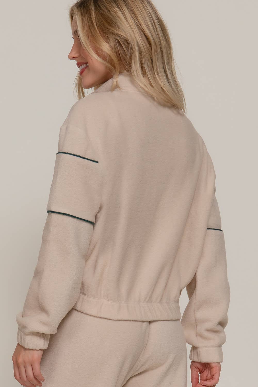 Active USA - Women's Half Zip Up Mock Neck Embroidery Fleece Top - T14718