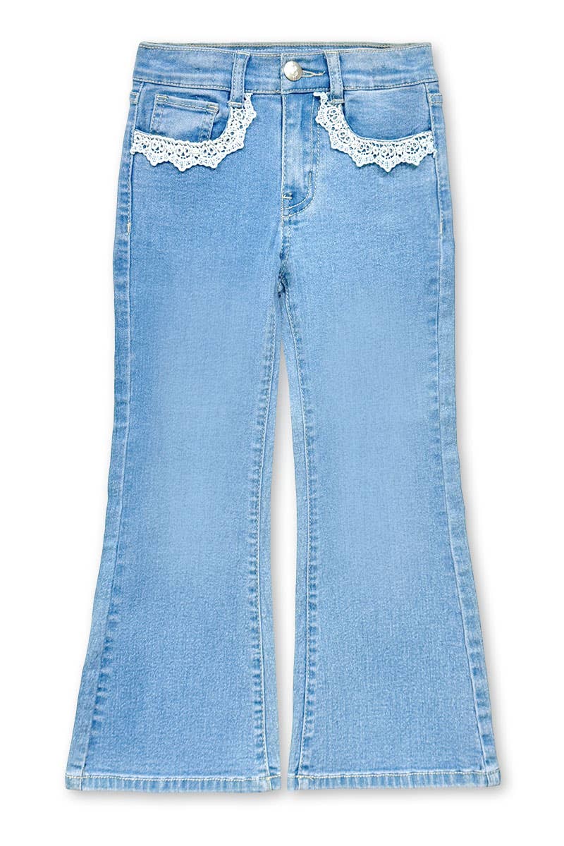 Girl's Flare Leg Denim Jean with Crochet 7-14 - GDP-M26-89477B