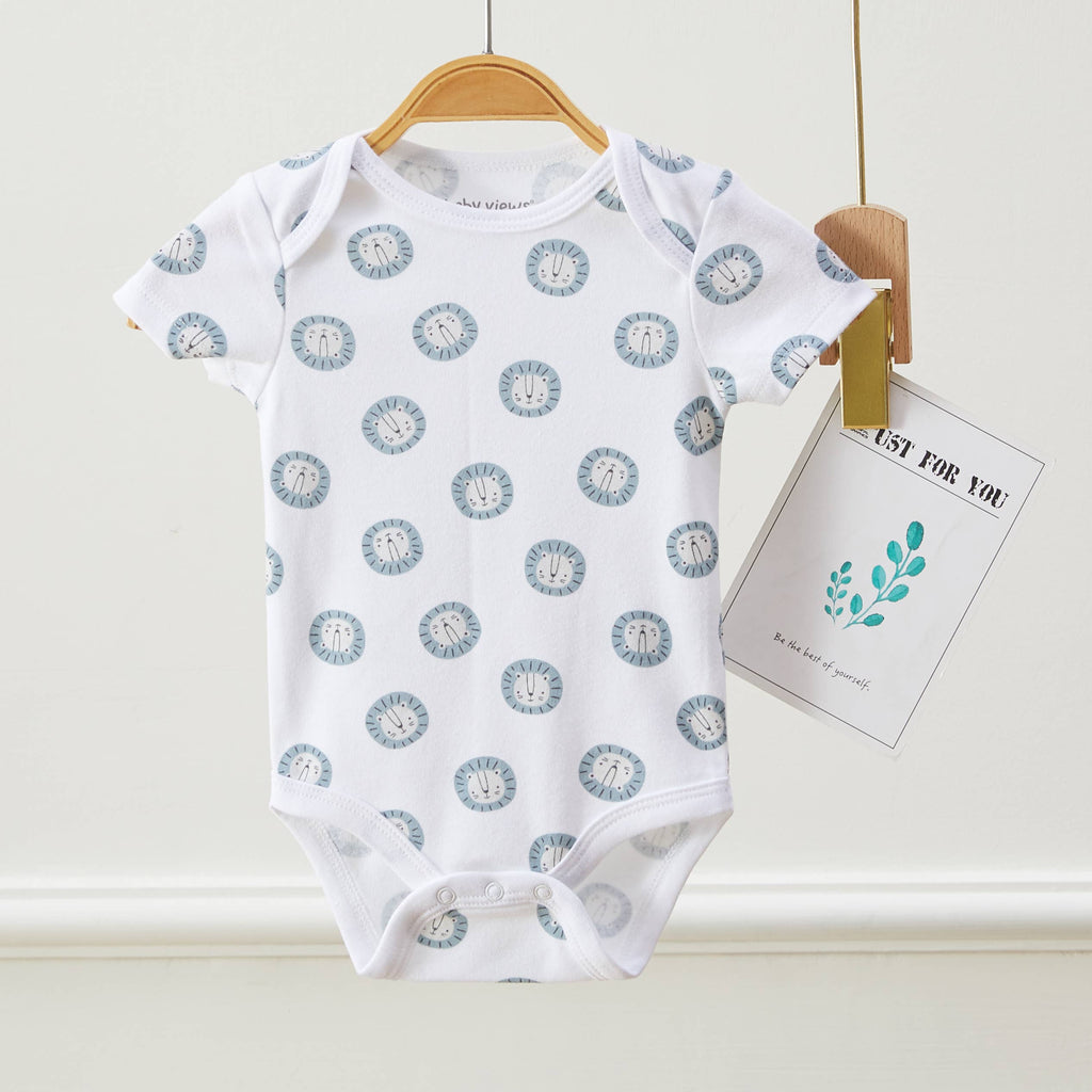 Pack of 3 Baby Boys Safari Animal Short Sleeves Bodysuits