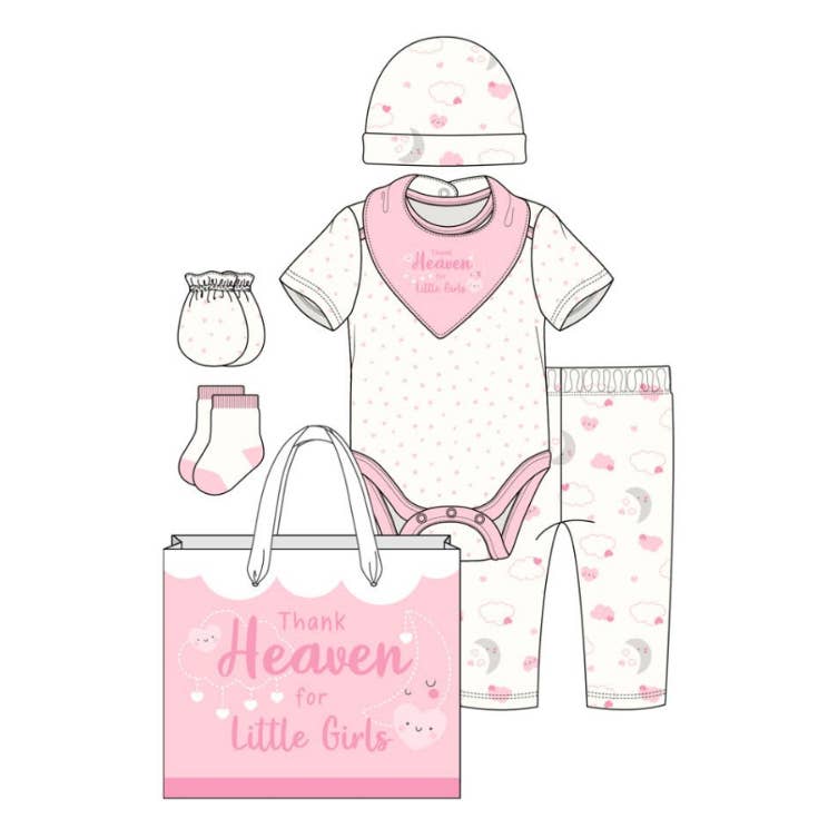 8 Pcs Hanging Baby Gift Set Bodysuit Leggings Bib Mitten Cap