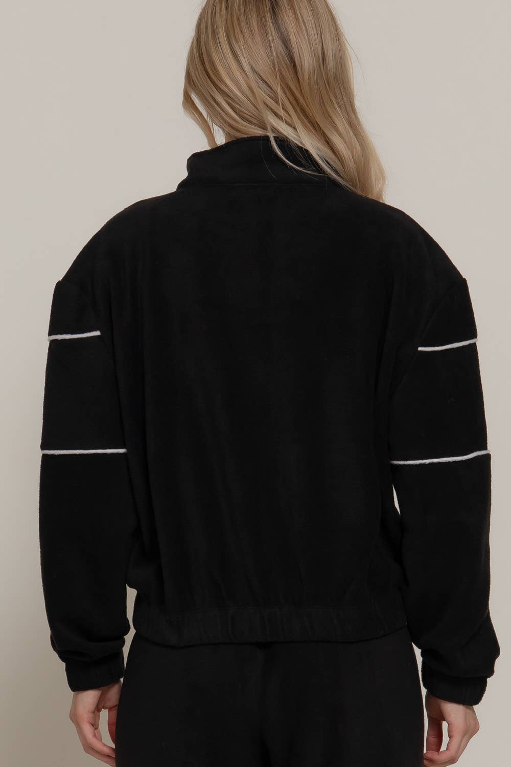 Active USA - Women's Half Zip Up Mock Neck Embroidery Fleece Top - T14718