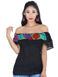 Blusa Artesanal Bordada 100% Algodón Negra 601427